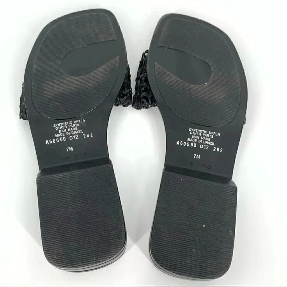 Andiamo womens sandals size 7.5 black white floral daisy vintage 90s slides